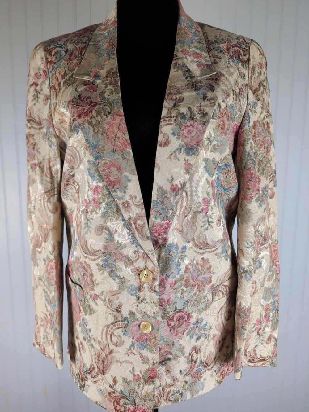 1980's Vintage Corbin Woven Floral Tapestry Blazer Jacket Large (12/14)
